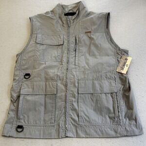 Outdoor Life Utility Vest Mens Large Gray Excellent Ripstop Fishing Cargo Mesh